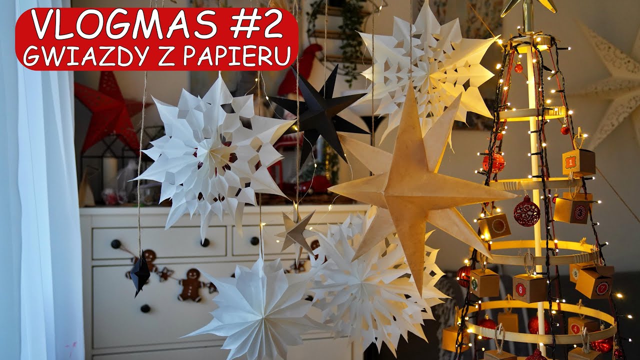 ŚWIĄTECZNE GWIAZDY Z PAPIERU DIY - Ozdoby świąteczne